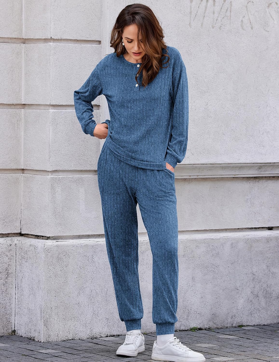 Detalle de Ekouaer Women's Knit Lounge Set