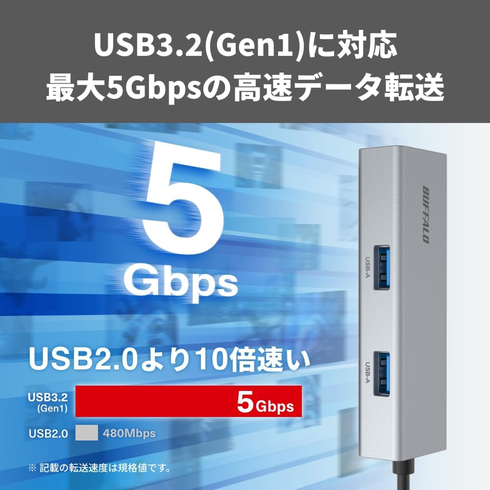Detalle 2 de バッファロー LUD-U3-CU101SV/N USB-Cドッキングステーション USB-A×3・Giga対応LAN