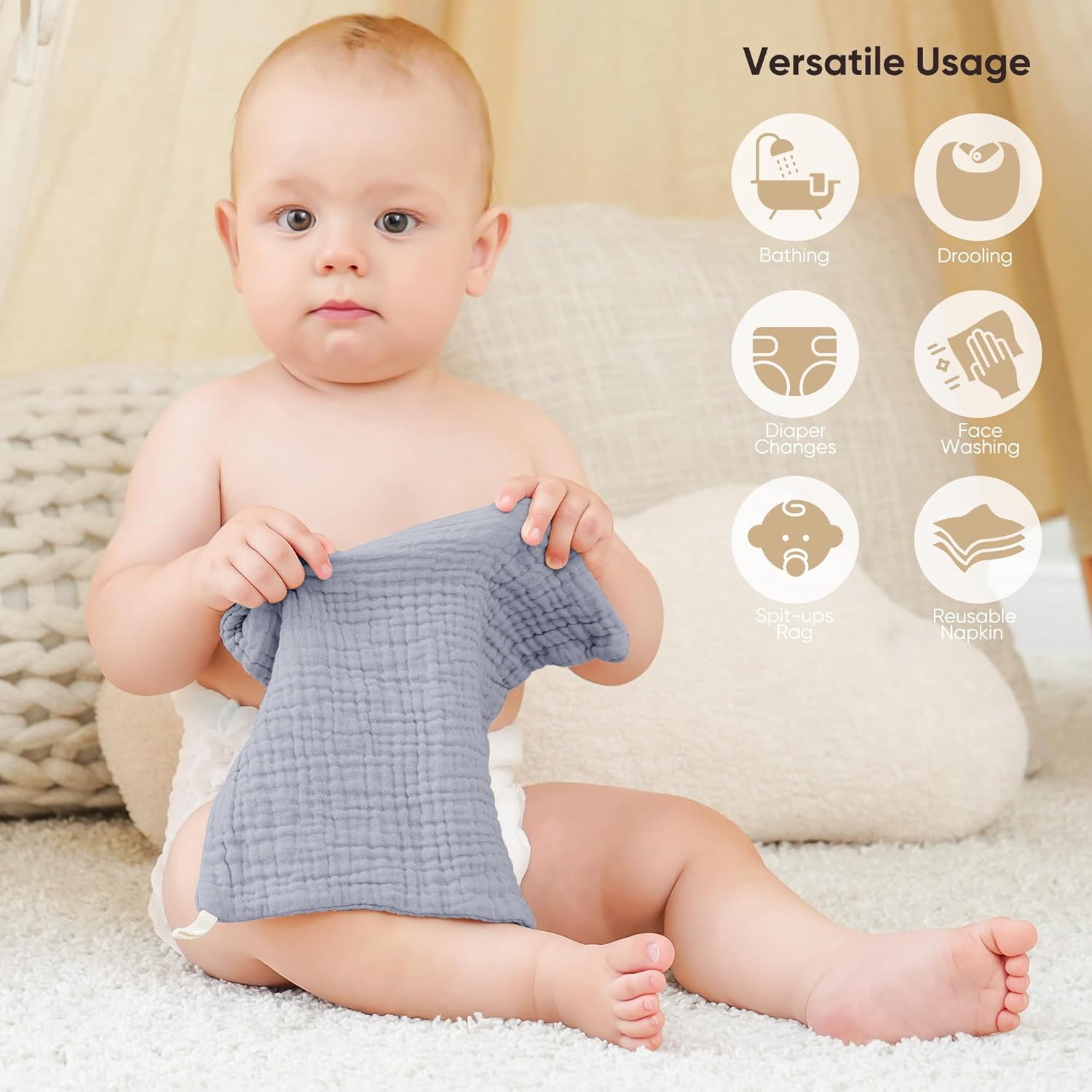 Thumbnail 1 de Bearmoss Muslin Squares Cloths 10 Pack