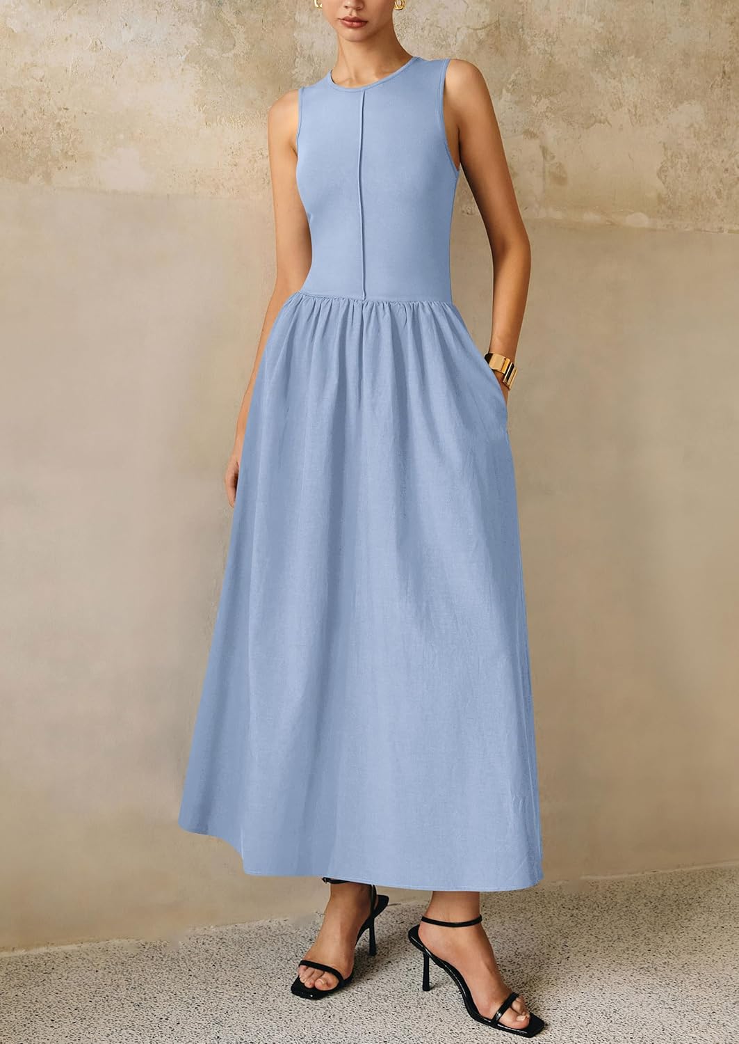 Thumbnail 2 de PRETTYGARDEN Maxi Dresses for Women 2026: Soft Patchwork Knit Beachy Comfort