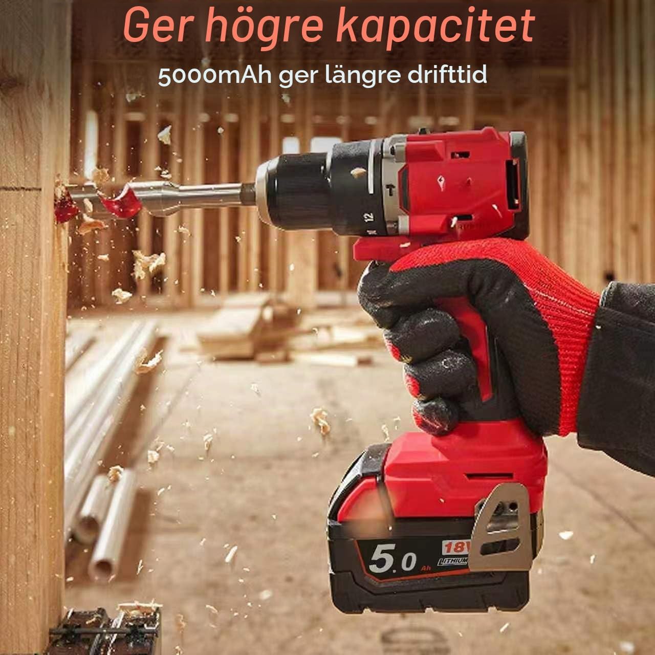 Thumbnail 6 de Powarobor M18B5 batteriset med laddare, 2 × 5,0 Ah och 18 V