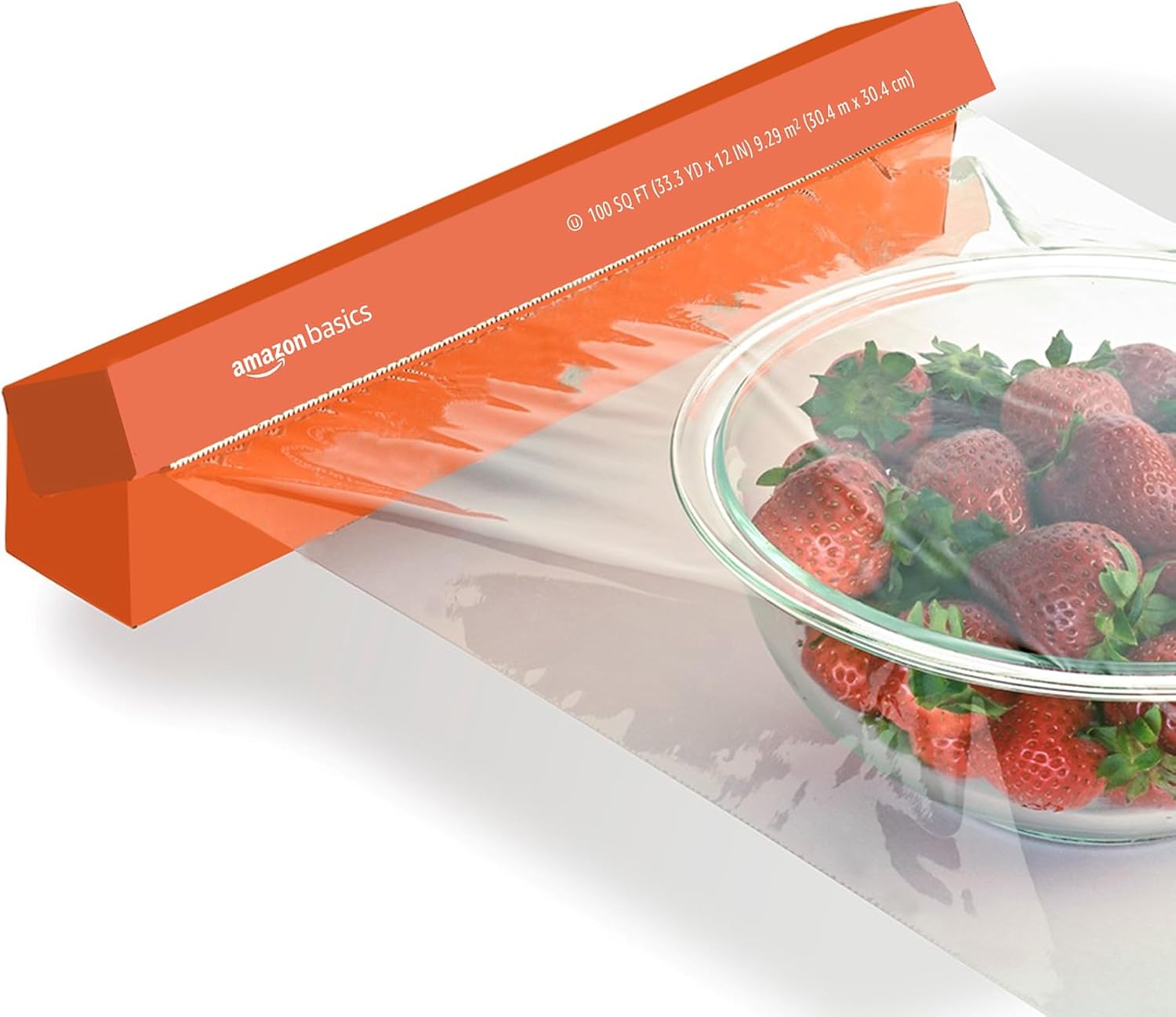Detalle de Amazon Basics Plastic Food Wrap, BPA Free, Microwave Safe, 3-Pack (100 ft per roll)
