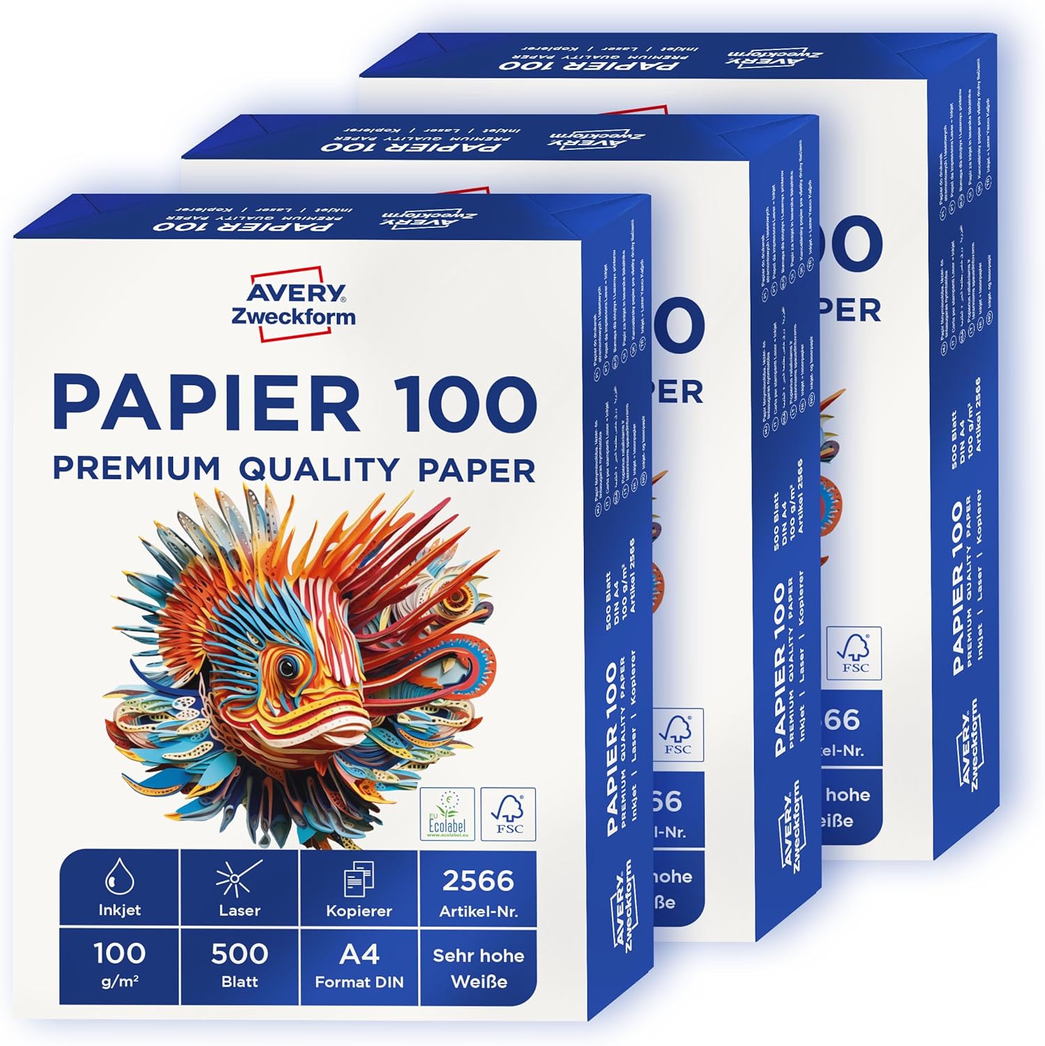 Thumbnail 6 de AVERY Zweckform 2566 Drucker-/Kopierpapier (500 Blatt, 100 g/m², DIN A4) – hochweiß, vielseitig einsetzbar