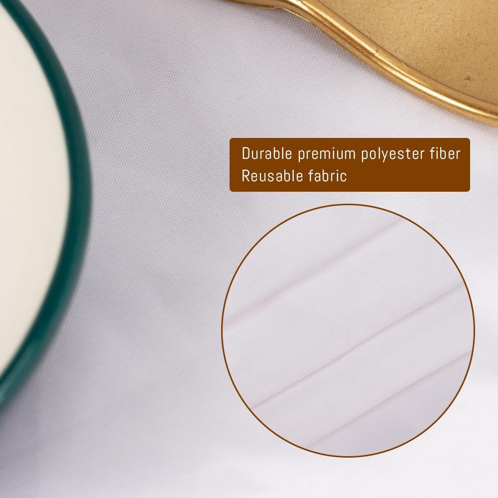 Detalle 2 de 10 Pack White Round Tablecloths 120" stain-resistant 🍽