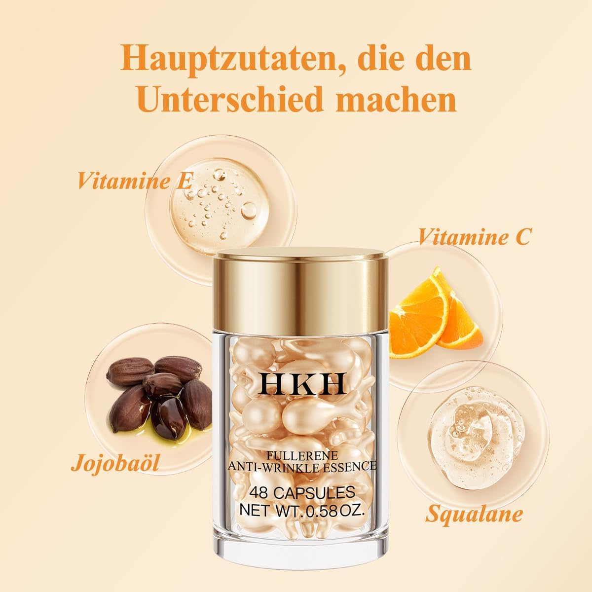 Detalle de HKH Vitamin C Face Serum Capsules with Vitamins C & E and Niacinamide