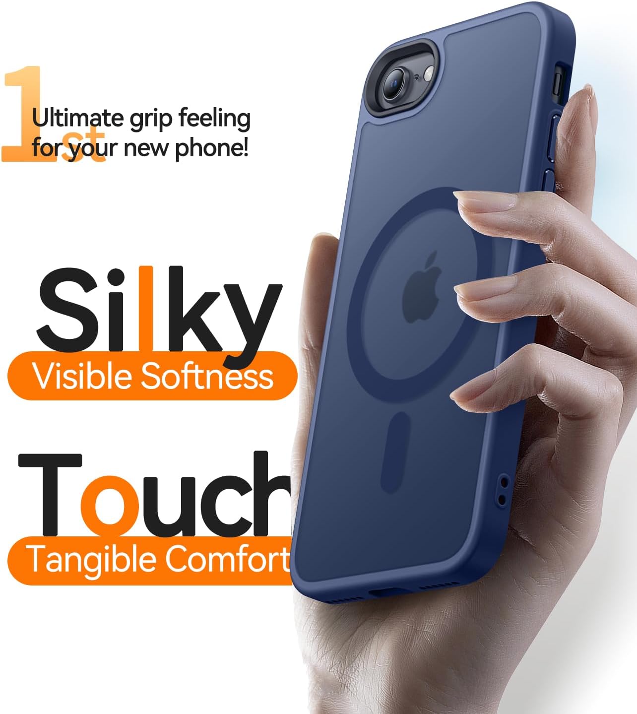 Detalle de CANSHN Cover Magnetica Opaca per iPhone SE 3/2 (2022/2020), iPhone 8, 7 – Blu Scuro