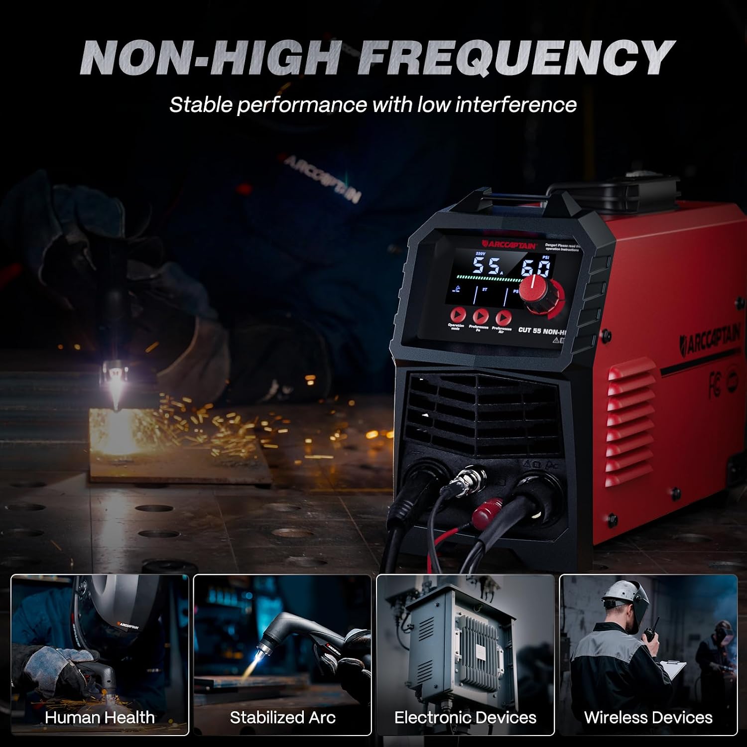 Detalle de ARCCAPTAIN CUT55 55A Non-HF Plasma Cutter, 110V/220V, 1-Inch Max Cut