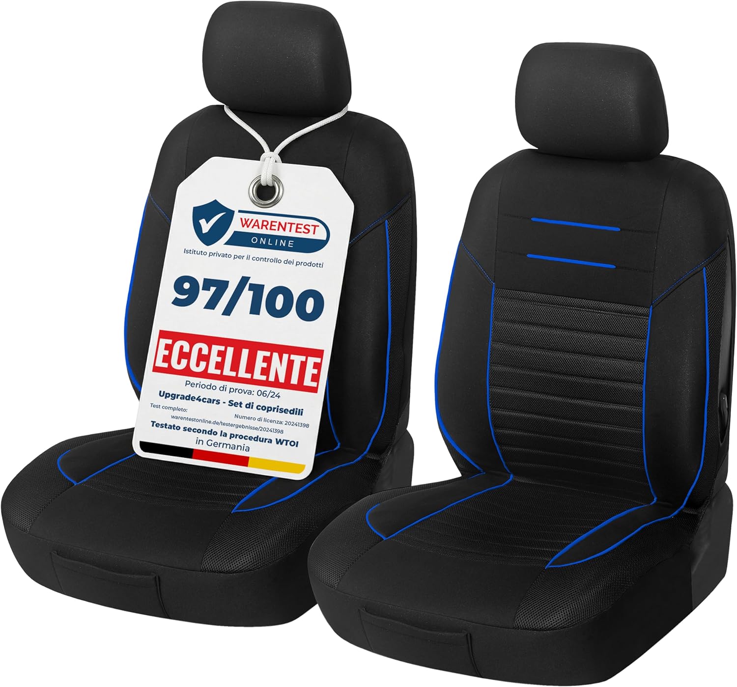 Detalle de Upgrade4cars Coprisedili Anteriore Set Versione 2026 – Coperture Universali in Blu per Conducente e Passeggero