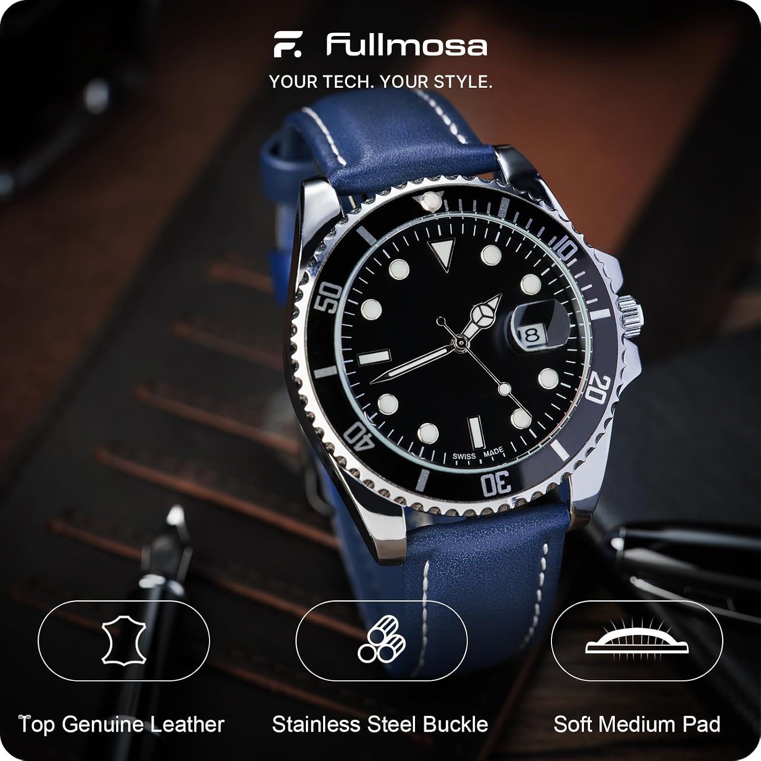 Detalle 2 de Fullmosa Cinturino Pelle 20mm per Orologio