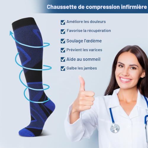 Thumbnail 6 de DRESHOW Chaussettes de compression, 4 paires multicolores