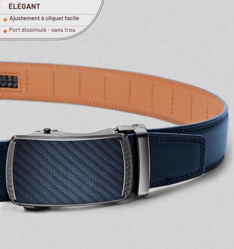 Thumbnail 1 de BULLIANT Ceinture Homme en Cuir 35mm - Taille Réglable 110 cm Bleu Antique