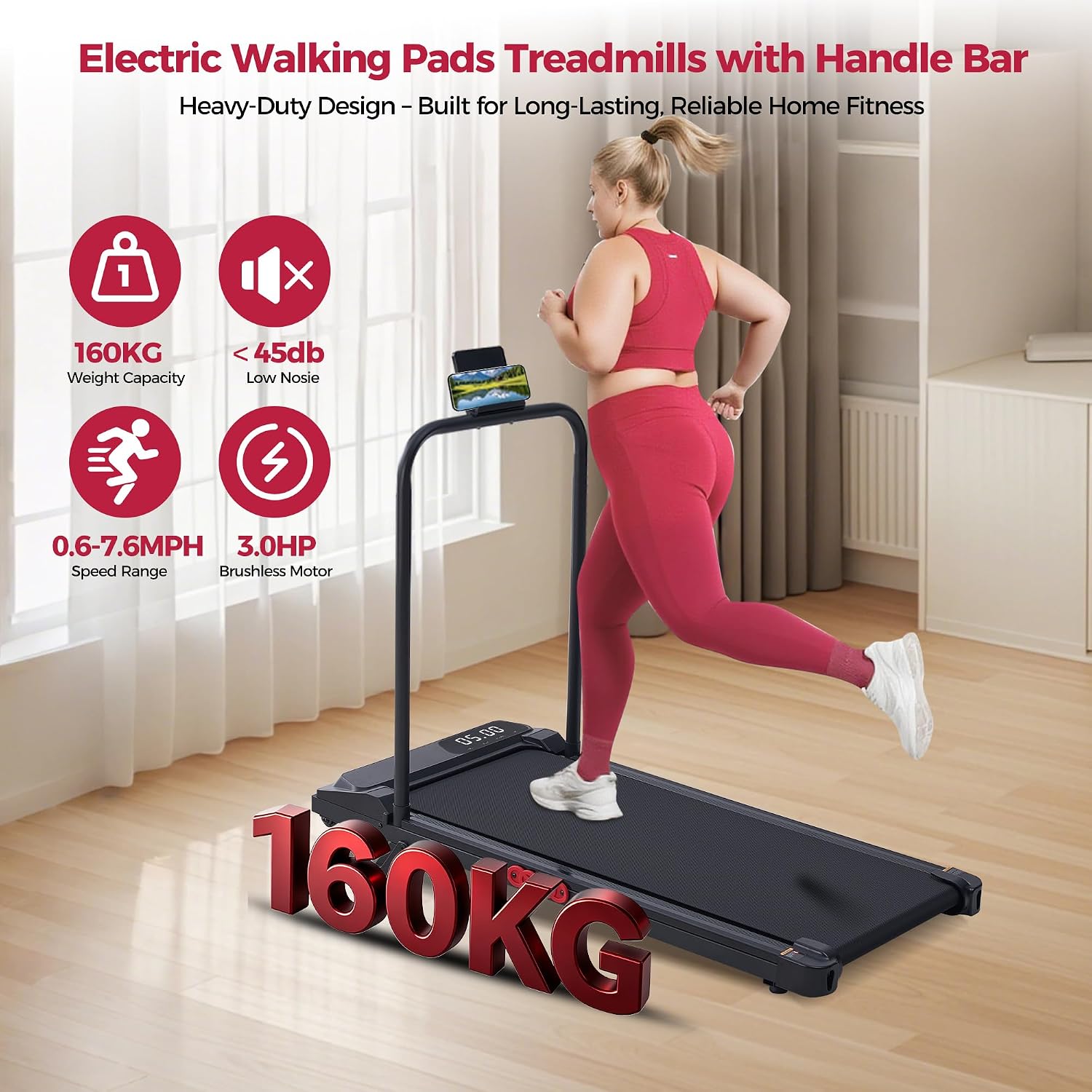 Thumbnail 6 de Potupus V300-KDS Treadmill with Removable Handlebar, Incline and 3.0 HP Motor