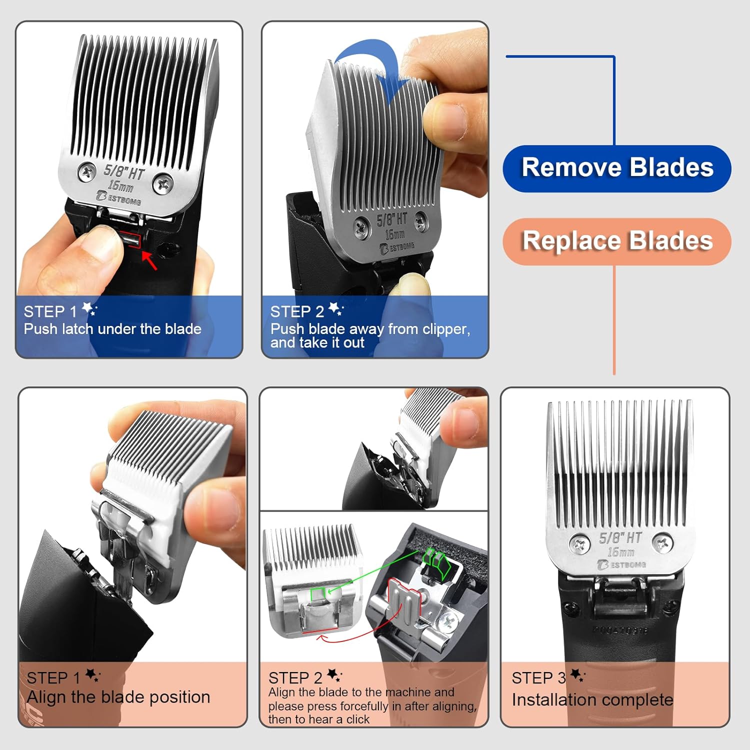 Thumbnail 3 de BESTBOMG 5/8" HT (16mm) Dog Grooming Replacement Blade for Andis/Wahl/Oster-style clippers