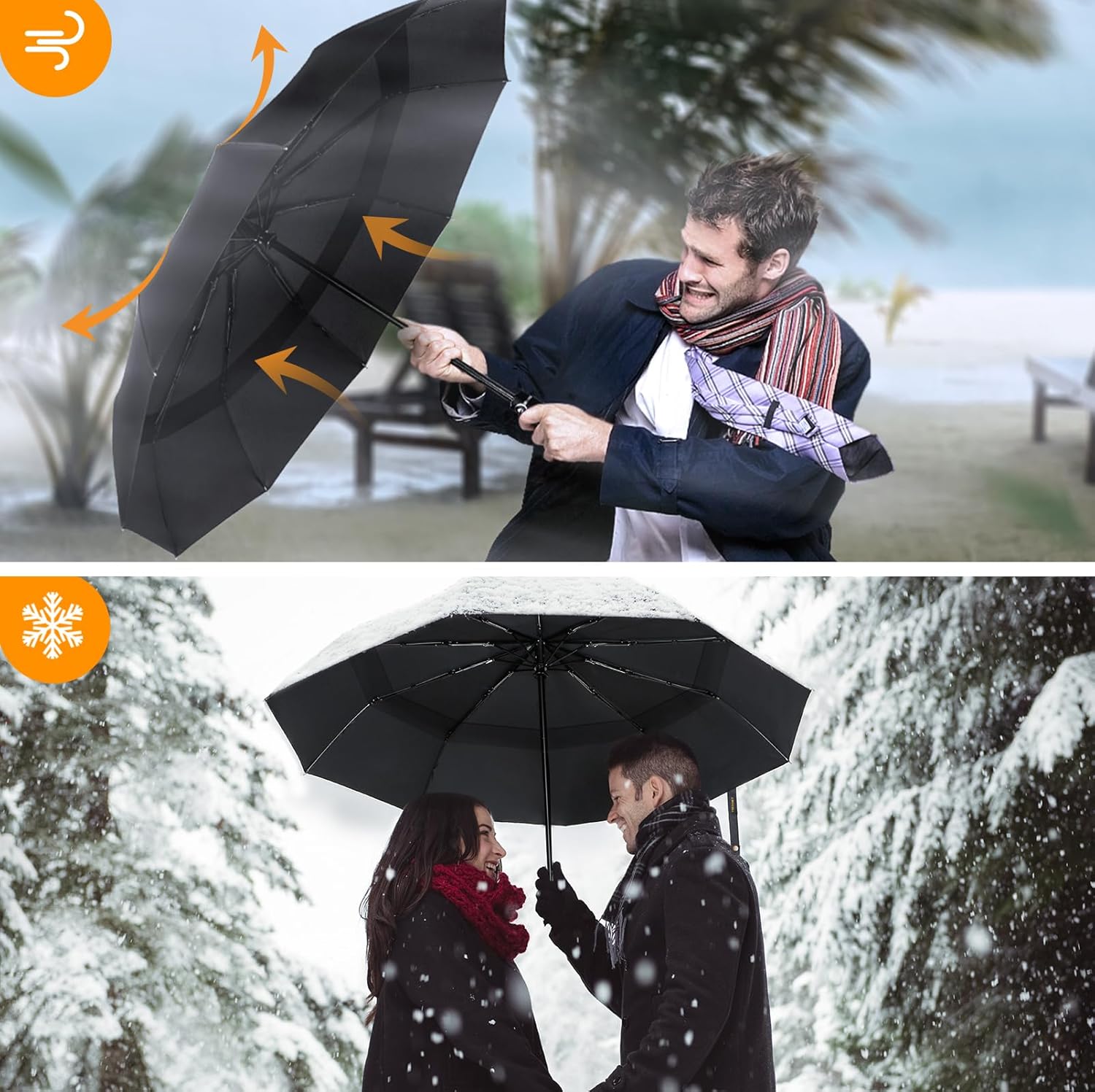 Thumbnail 2 de TECKNET Regenschirm Sturmfest: 10-Rippen-Notwendigkeit für Wind und Regen