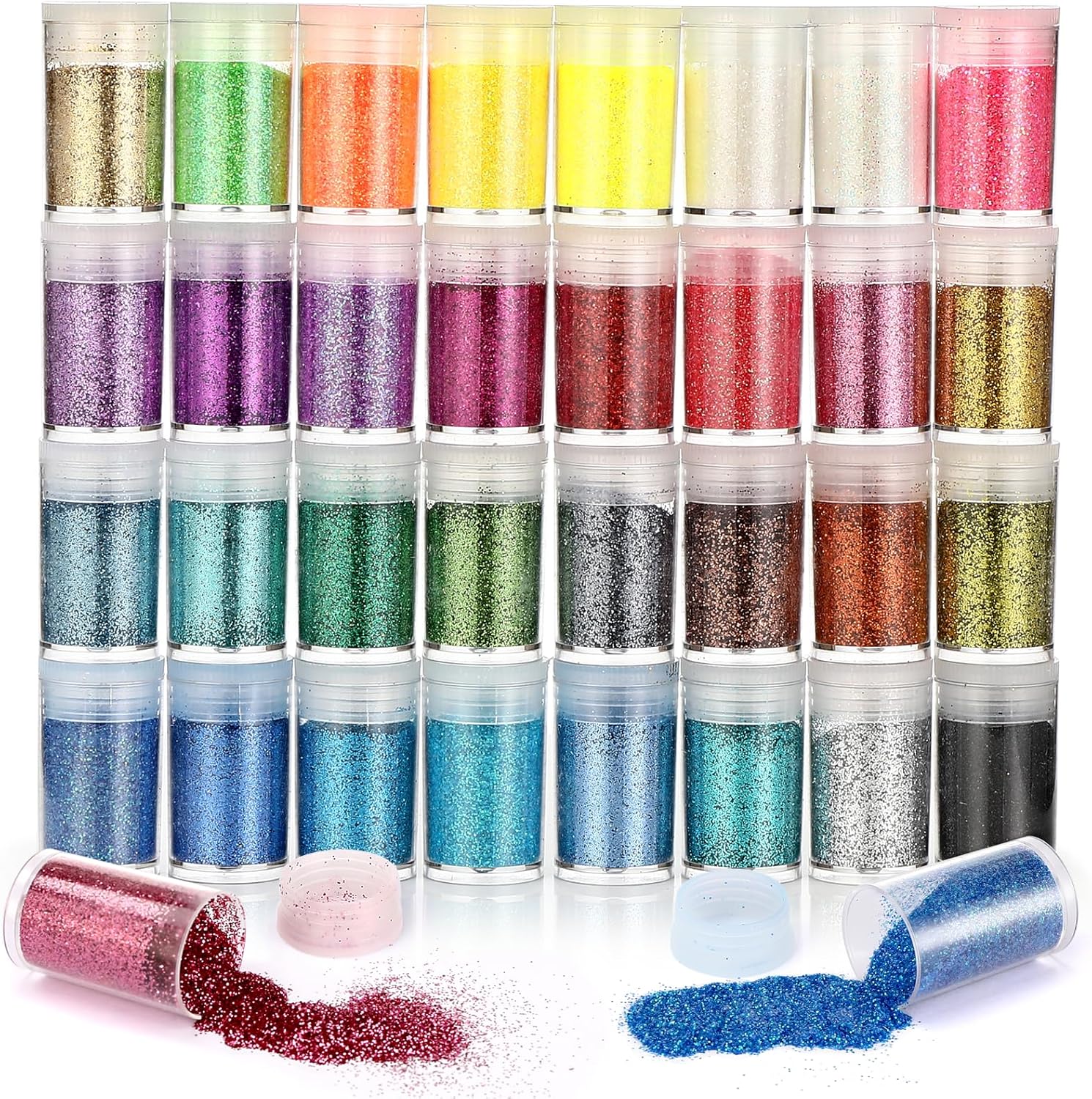 Kasanni set di glitter in polvere da 32 colori per decorazioni, manicure e artigianato