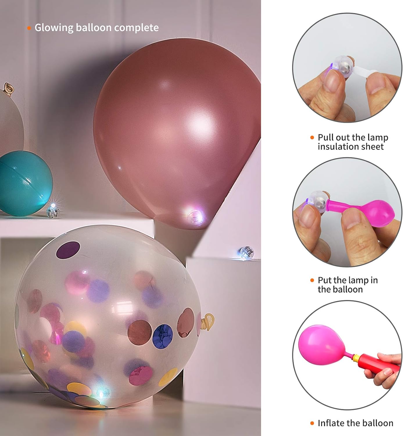 Thumbnail 4 de 100pcs Multicolor LED Balloon Lights (Rainbow Round Mini Flash Lights) for Party, Wedding & Holiday Decor