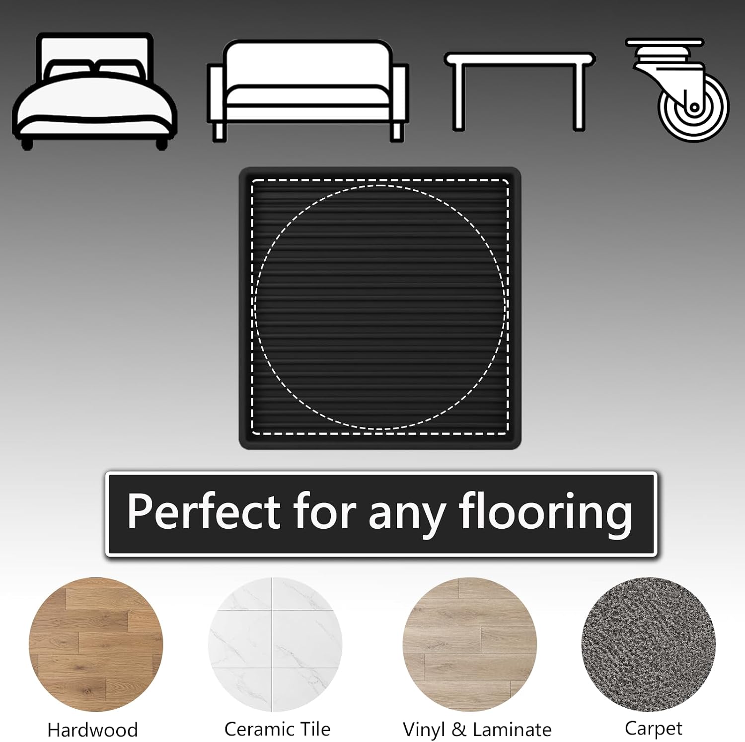 Detalle 2 de Jayen 4x4 Rubber Furniture Caster Cups, Non-Slip Floor Protectors