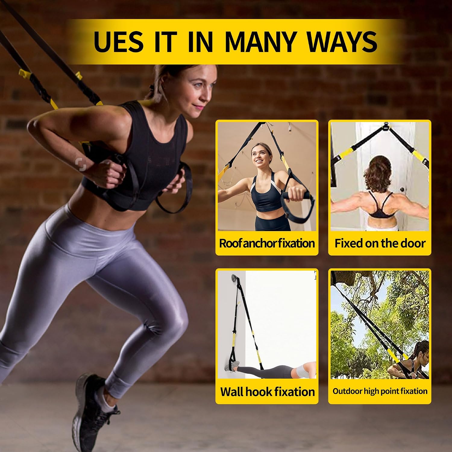 Detalle de UNICHIC Suspension Training Kit with Adjustable Straps and Door Anchor