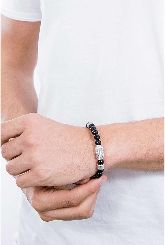 Thumbnail 5 de Diesel Pulsera de hombre cuentas semipreciosas, negro y plata
