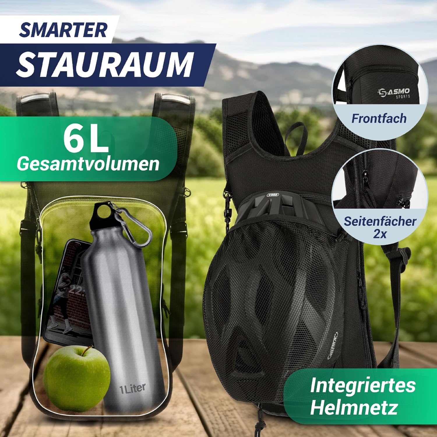 Detalle 2 de SASMO® Fahrradrucksack 6L Ultraleicht 350g