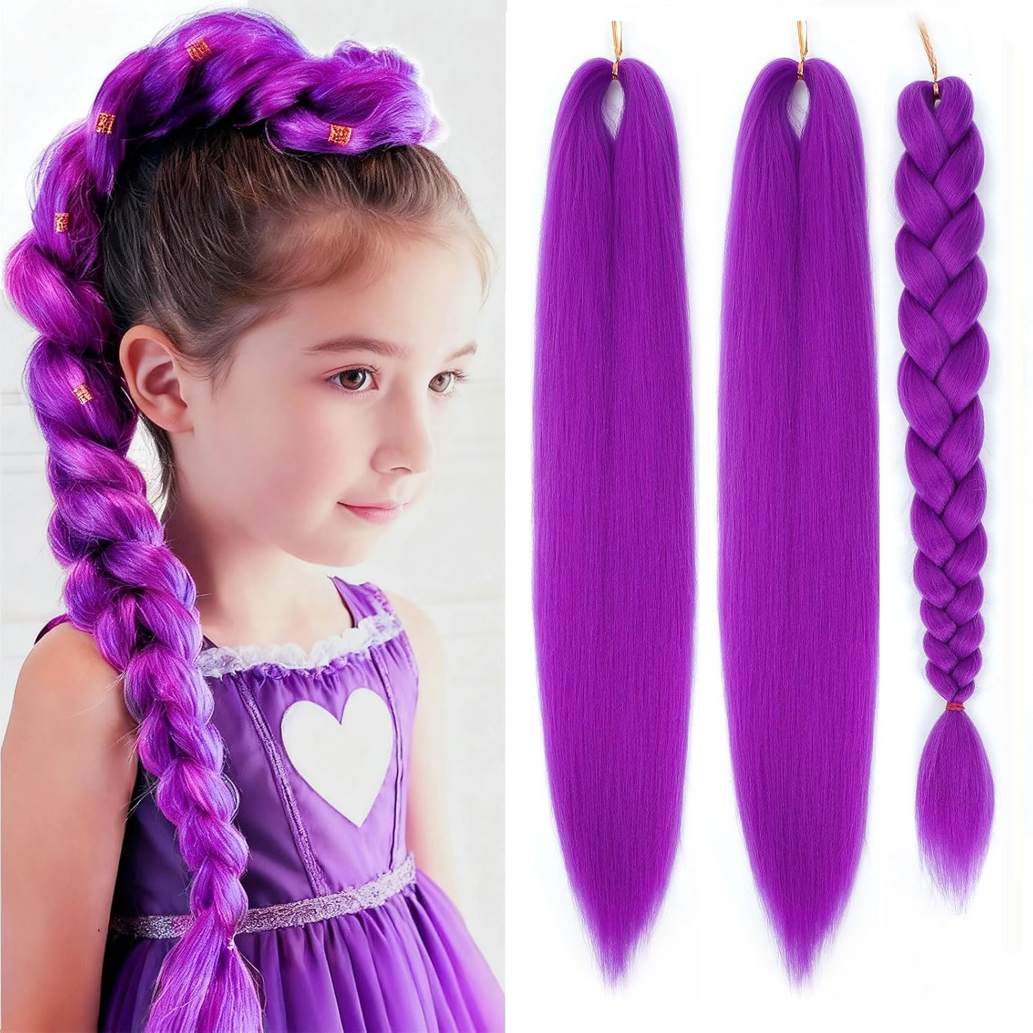 Detalle de Purple Braiding Hair 24 Inch Synthetic Braids