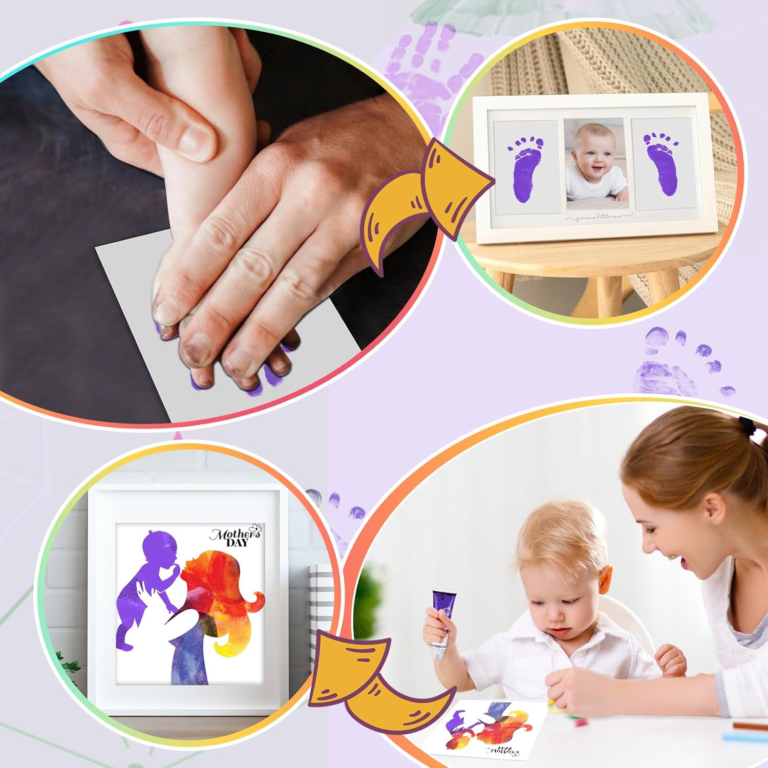 Thumbnail 6 de TOGOU2S Fußabdruck Farbe Baby mit Schwammaufsatz – ungiftig, 75 ml, violett