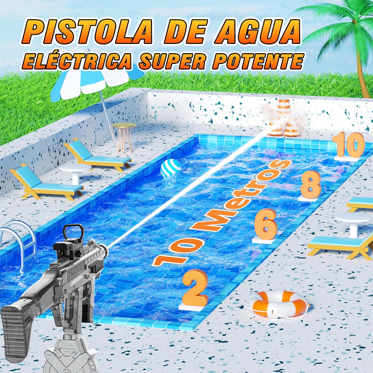 Detalle de Pristar Wasserpistole Elektrisch – Große Reichweite, 730 ml Tank, für Erwachsene & Kinder