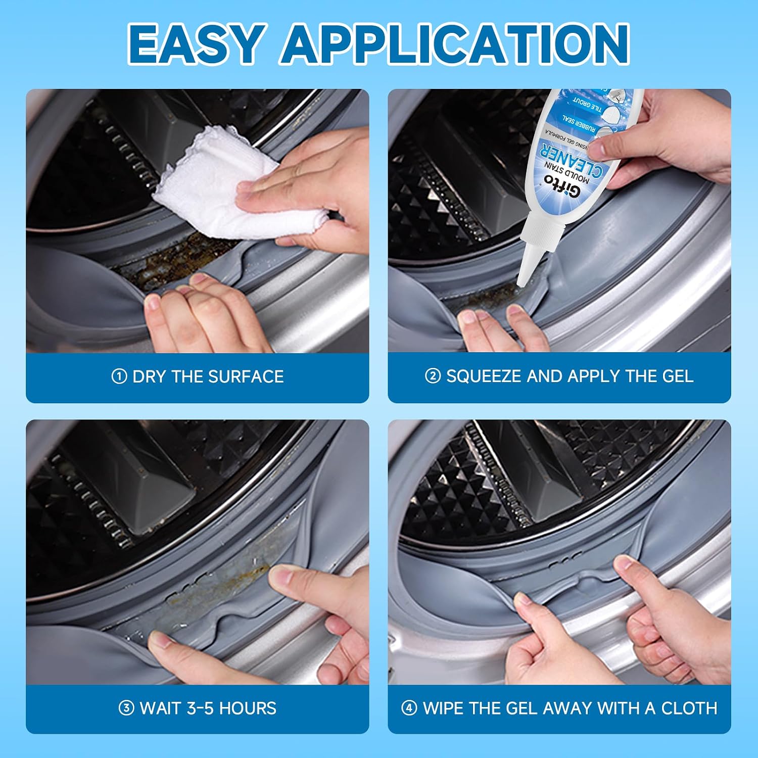 Detalle de Gifto Mould Remover Gel for Grout, Shower Tiles and Washer Seals