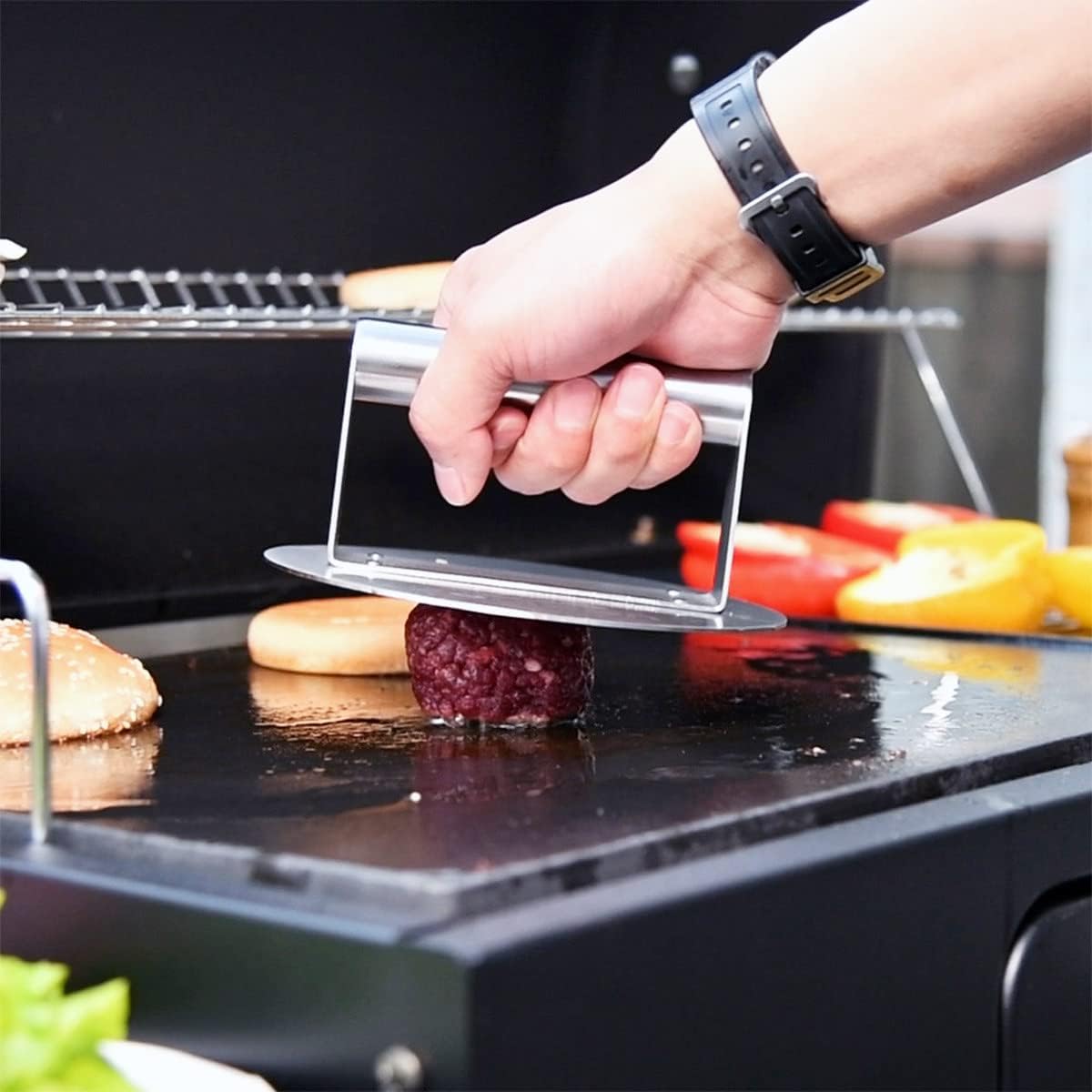Thumbnail 1 de HULISEN Stainless Steel Burger Press, 6.2 inch Round – Durable Smash Press for Flat Top Griddles