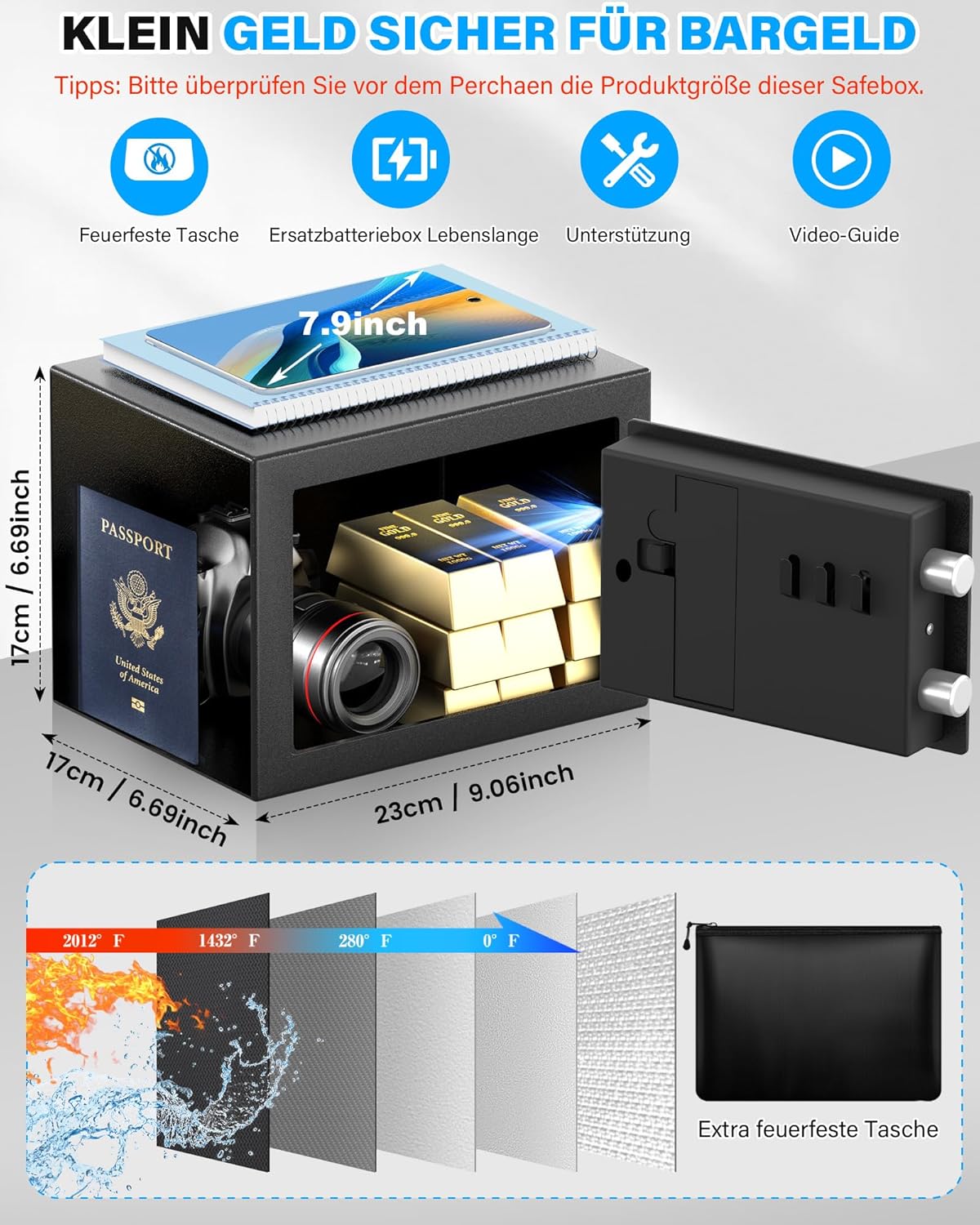 Detalle 2 de Mini Safe Tresor fĂŒr Zuhause đ