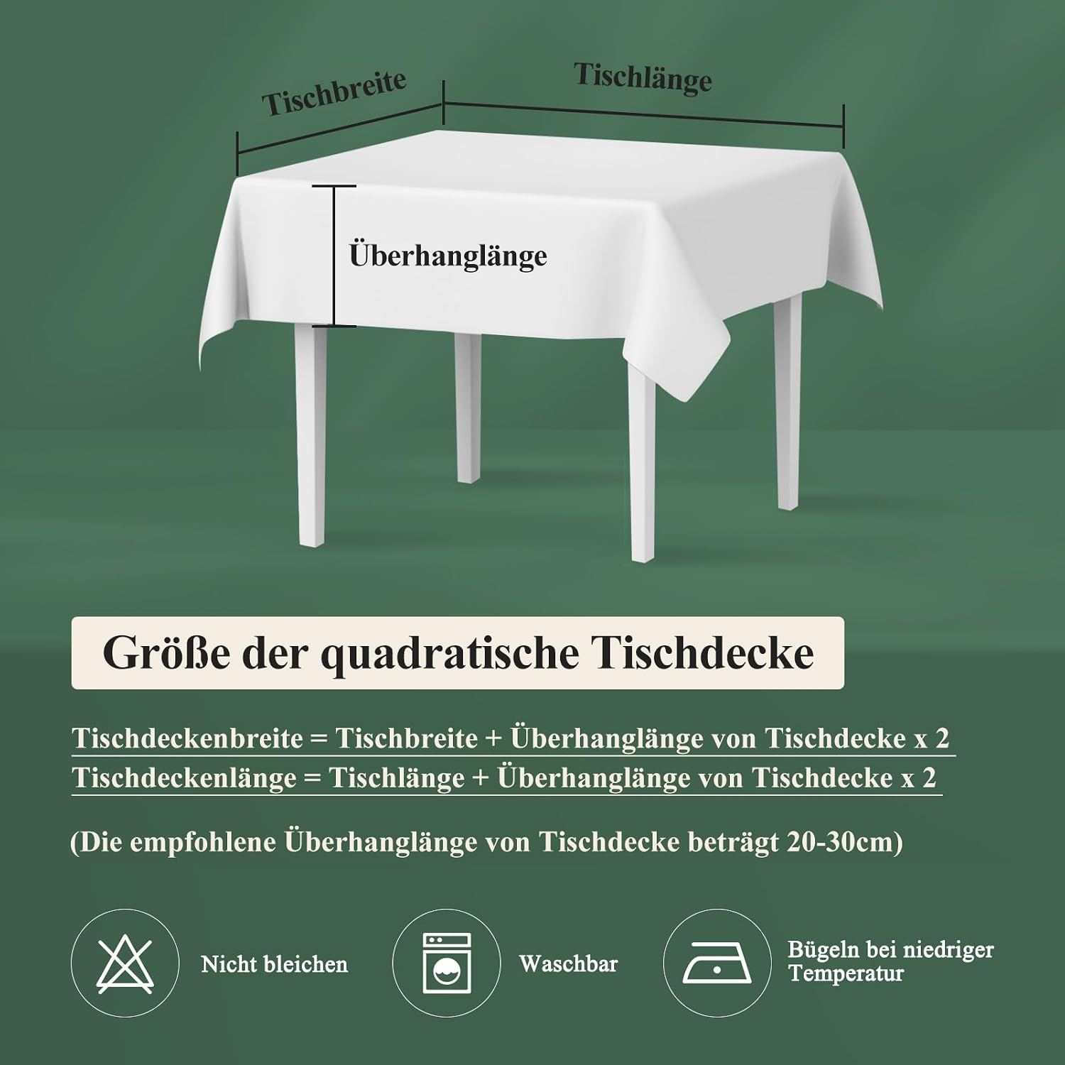 Detalle 2 de AooHome Tischdecke Abwaschbar Grün 160x300 cm – Leinenoptik, wasserabweisend, kratzfest