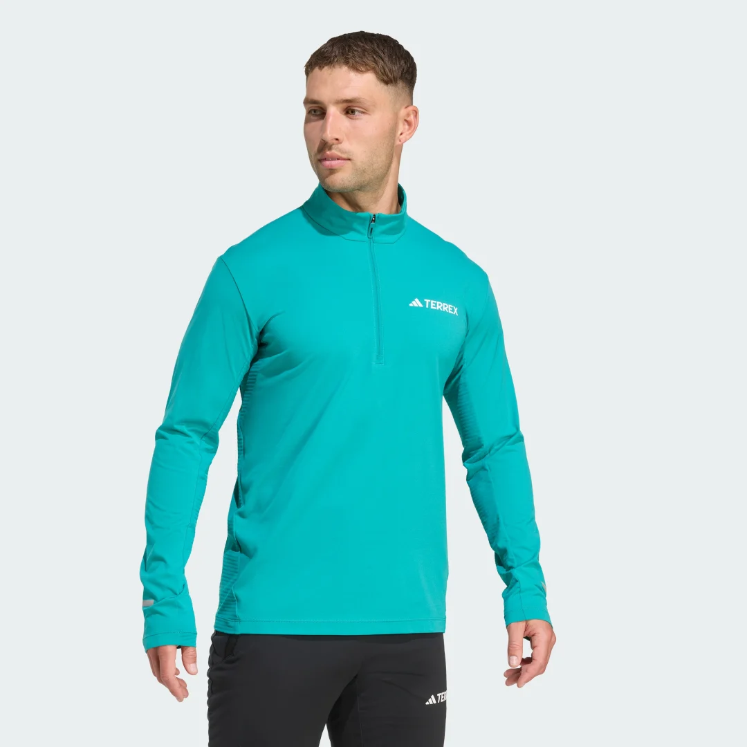 Detalle de Camiseta manga larga con cremallera hasta el pecho Terrex Xperior de Adidas, verde