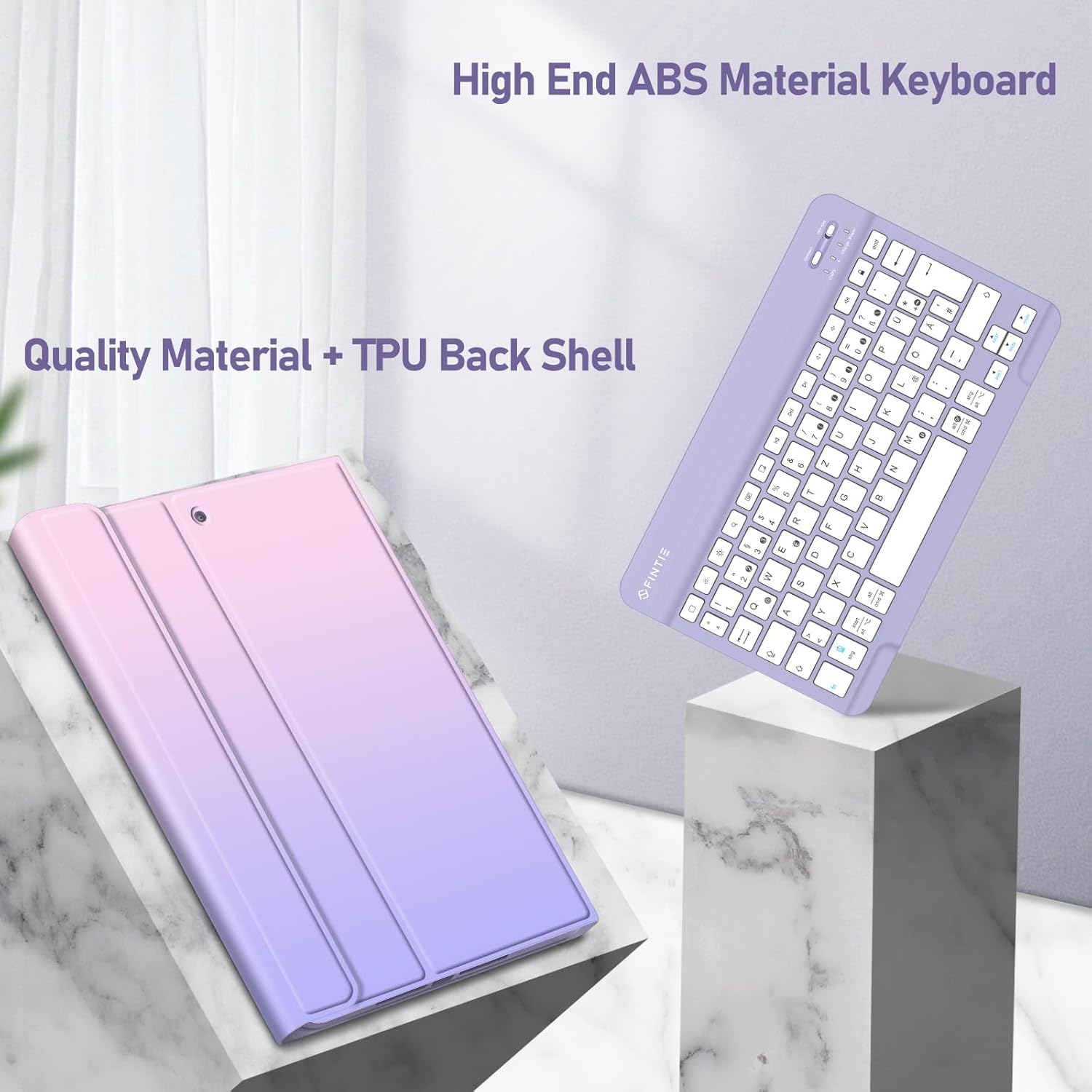 Detalle de FINTIE Tastaturhülle für iPad 10.2 Zoll (9./8./7. Gen) mit abnehmbarer QWERTZ-Tastatur – Fantacy Ombre