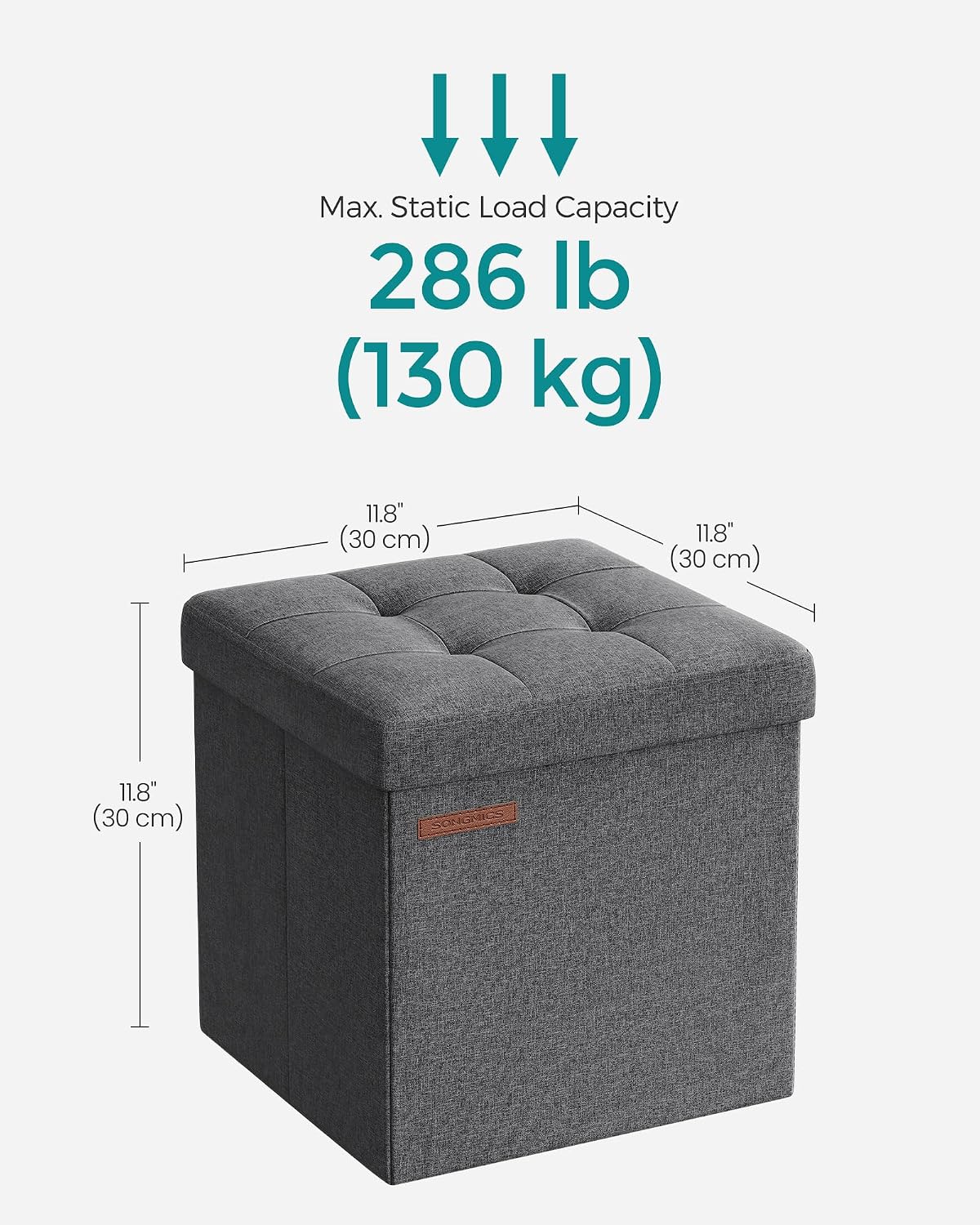 Thumbnail 1 de SONGMICS Storage Ottoman Set of 2 (LSF028G41) – storage bench, footrest and bed-end stool, dark grey