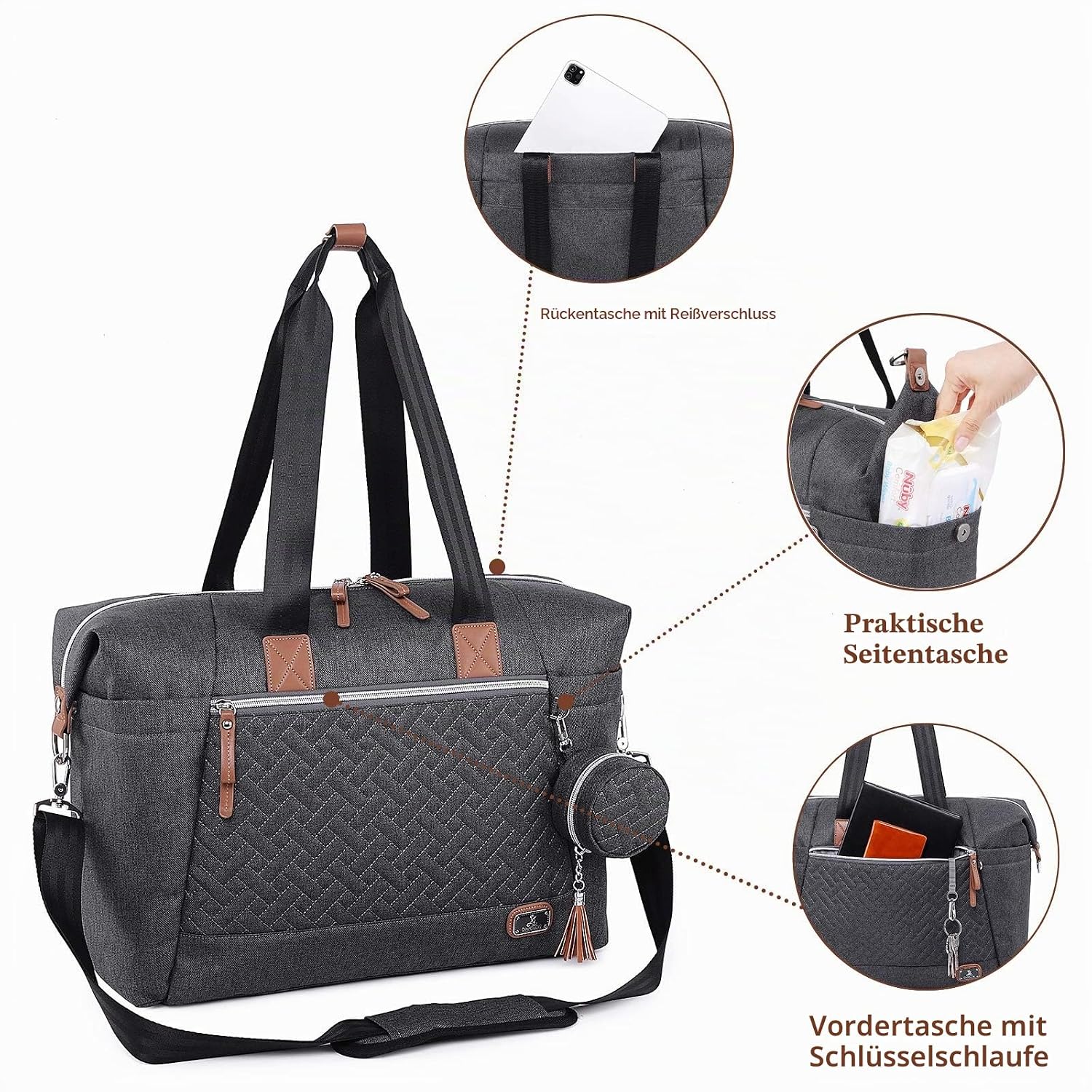 Thumbnail 3 de Dikaslon Wickeltasche mit Schnullertasche und Wickelunterlage – Große Reisetasche 👶