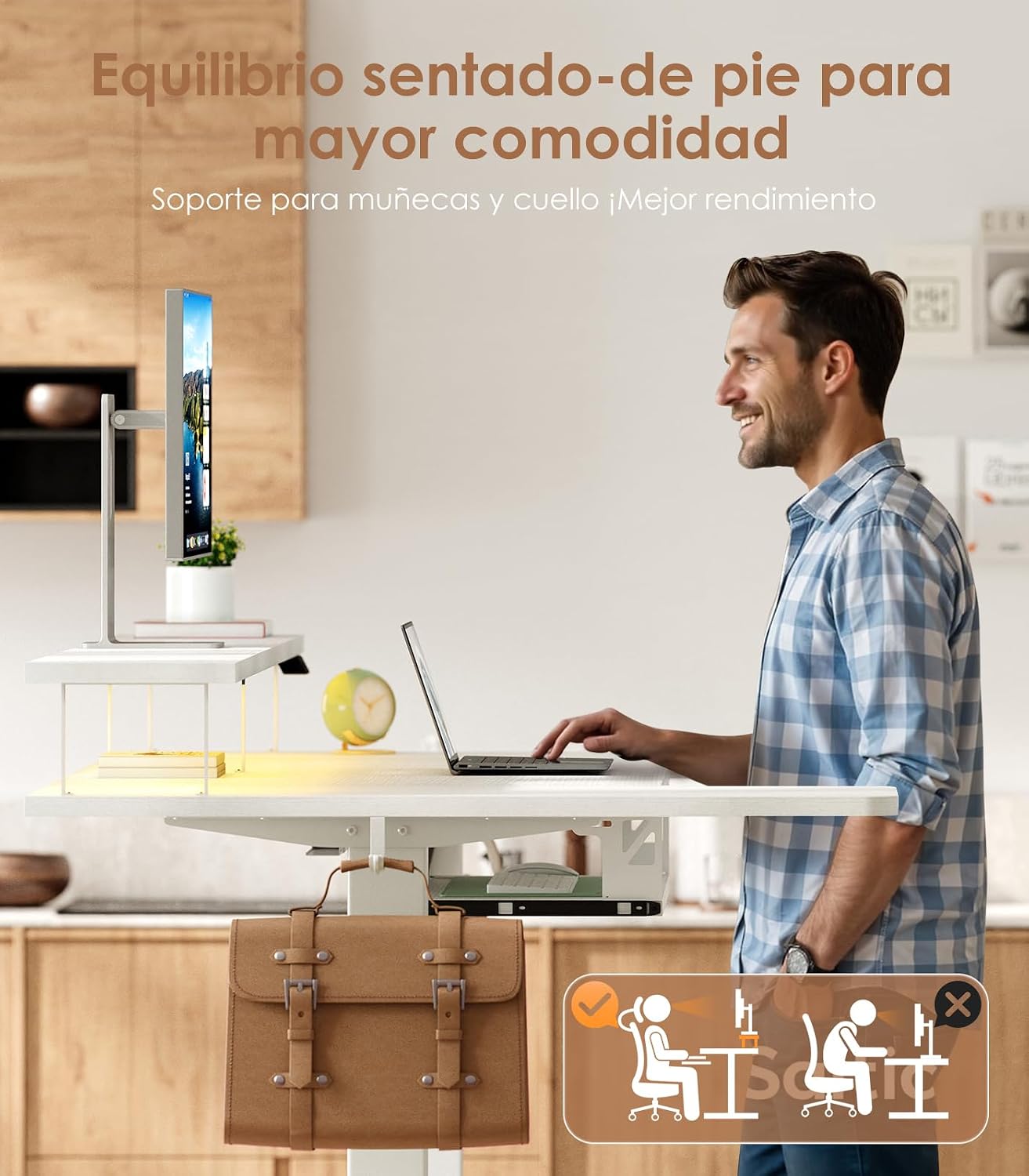 Detalle 2 de OffiGo U Forma Mesa Escritorio Elevable 140 cm