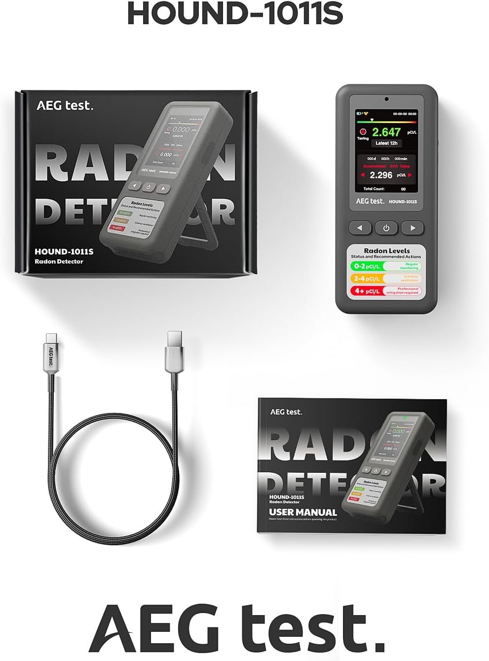 Thumbnail 6 de AEGTEST HOUND-1011S Portable Radon Detector with Color Display and Alarms