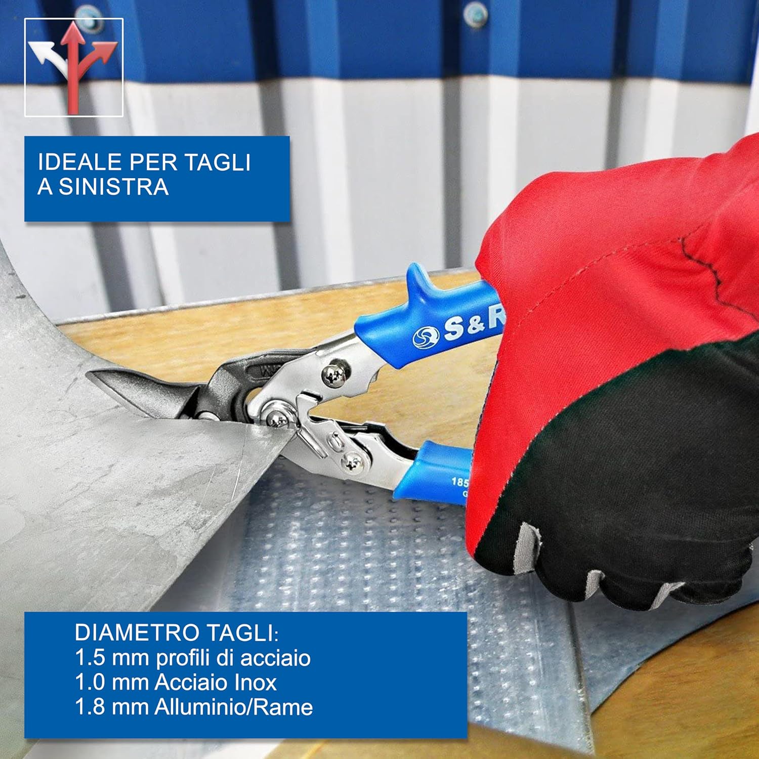 Thumbnail 5 de S&R Cesoie per Lamiera Professionali 260 mm – taglio a sinistra, lame 32 mm, acciaio HRC 60-62