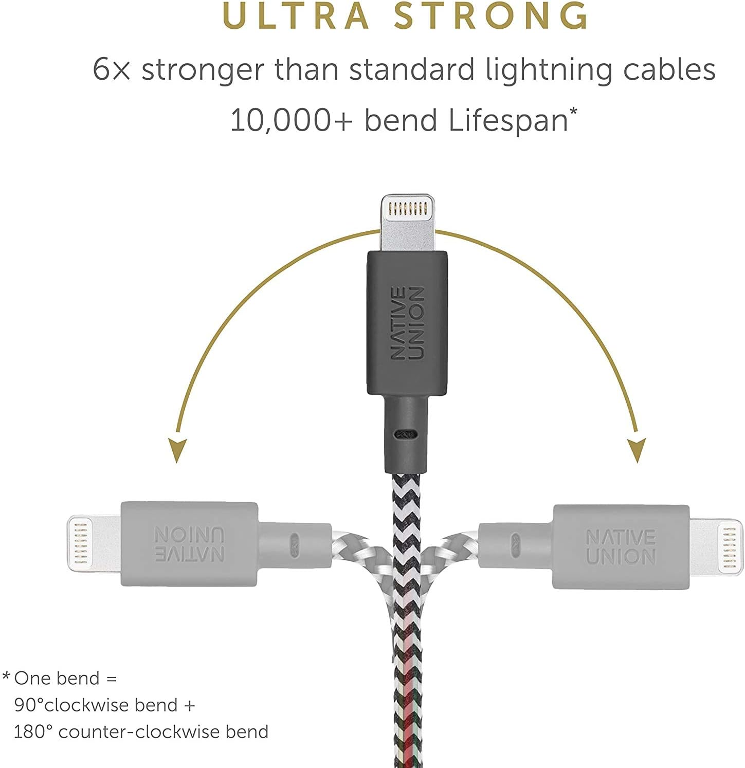 Detalle de Native Union Night Cable 3m MFi Lightning a USB ⚡ Reforzado