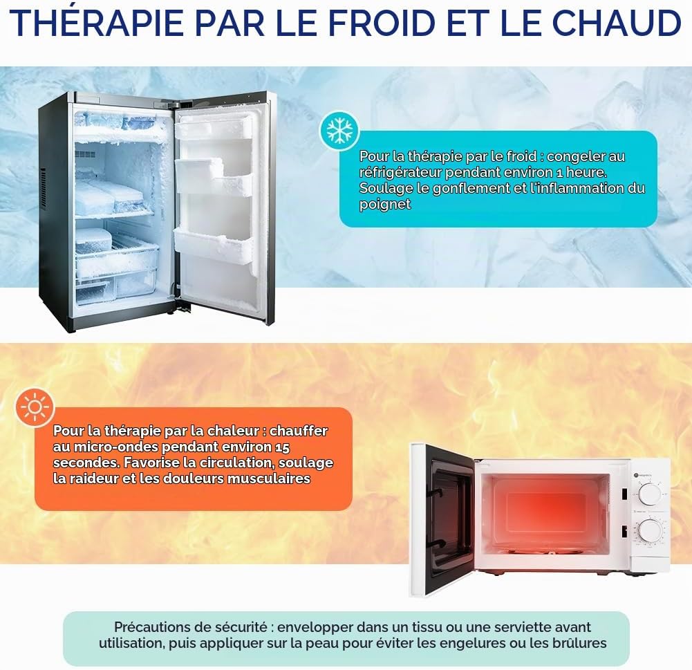 Detalle de Fefod verkoelende polsmanchet met herbruikbare gel, verstelbare sluiting en warmte- en koudetherapie