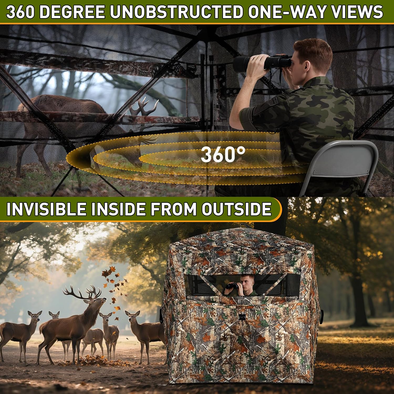 Detalle 2 de TLC Sport 1 360° See-Through Hunting Blind, Pop-Up Hub, Sliding Windows