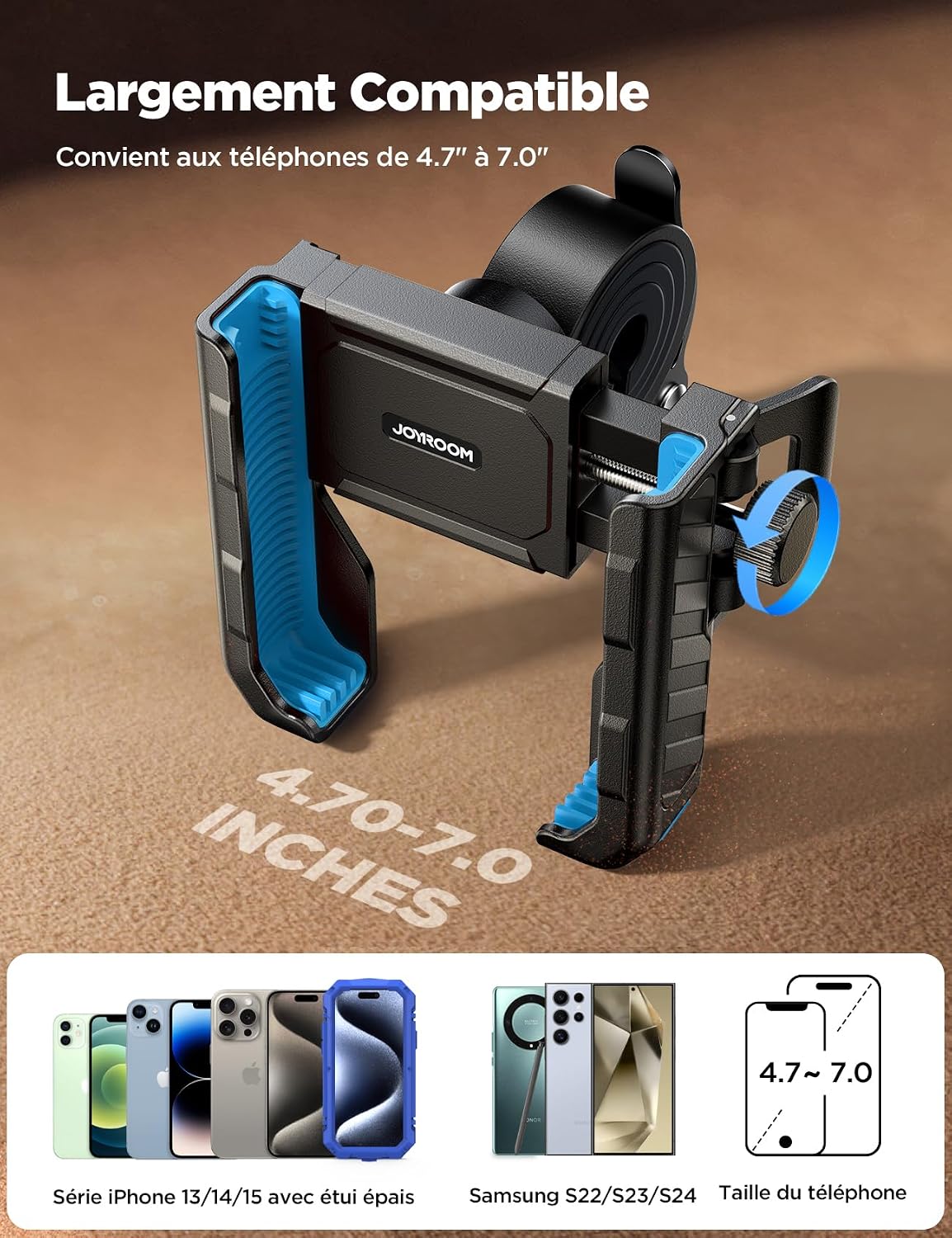 Detalle 1 de Support guidon téléphone moto 22-32 mm