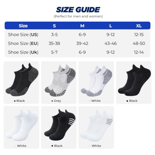 Thumbnail 6 de TANSTC Men's Running Trainer Ankle Socks: Anti-Blister Cushioned (6 Pairs)