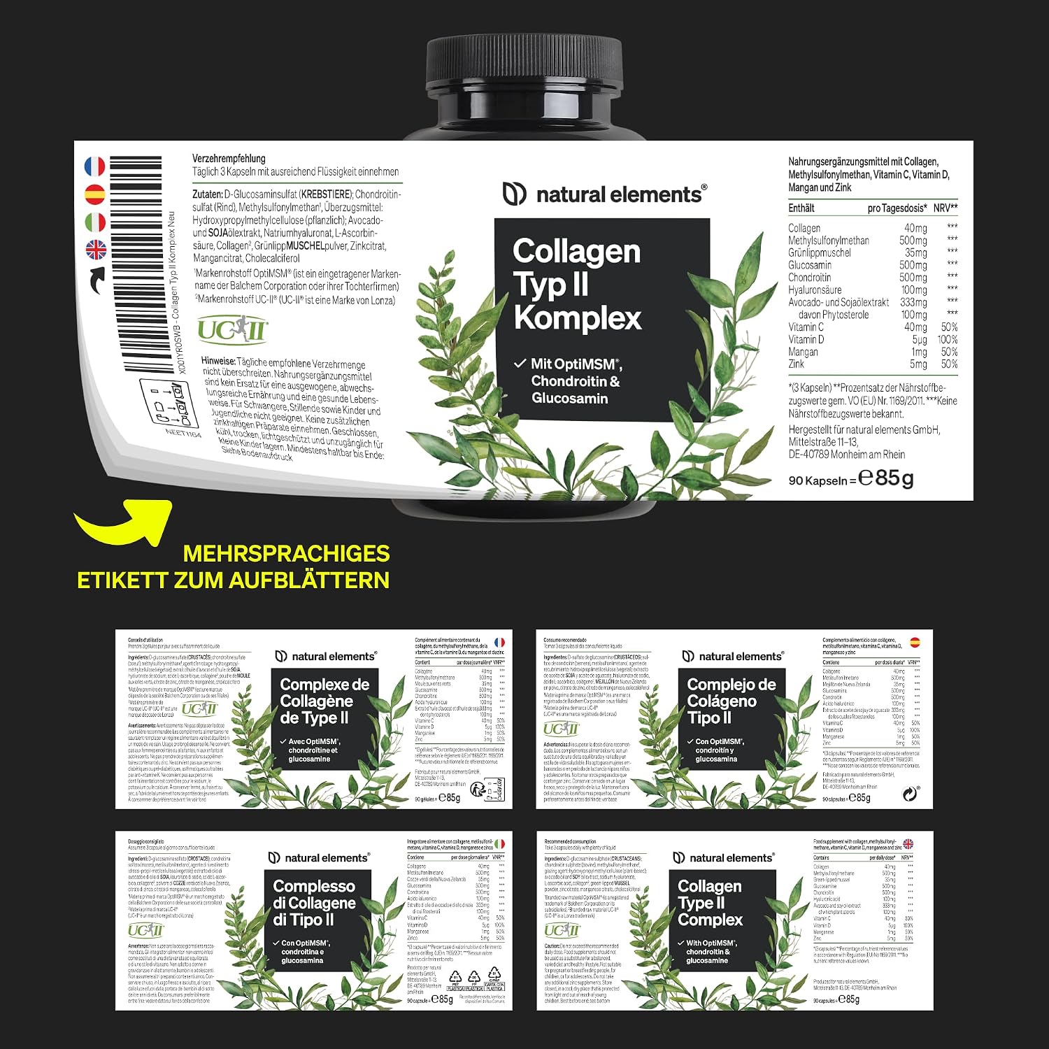 Thumbnail 4 de natural elements Kollagen Typ 2 Komplex Supplement für Gelenke