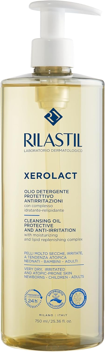 Thumbnail 4 de Rilastil Xerolact Olio Detergente Viso e Corpo 1000 ml per Neonati, Bambini e Adulti