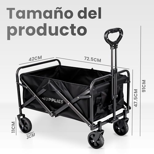 Thumbnail 2 de JUPPLIES Carro plegable con ruedas grandes Todoterreno (hasta 75 kg) para playa, jardín y supermercado