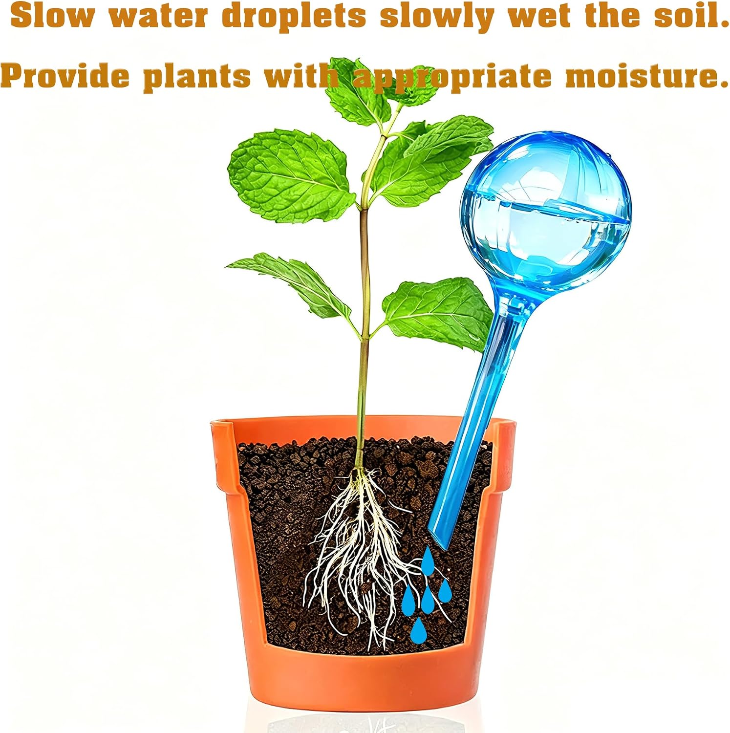 Detalle 2 de MOONSOUND Plant Auto Watering Globes-6B, 10-Piece PVC Watering Set
