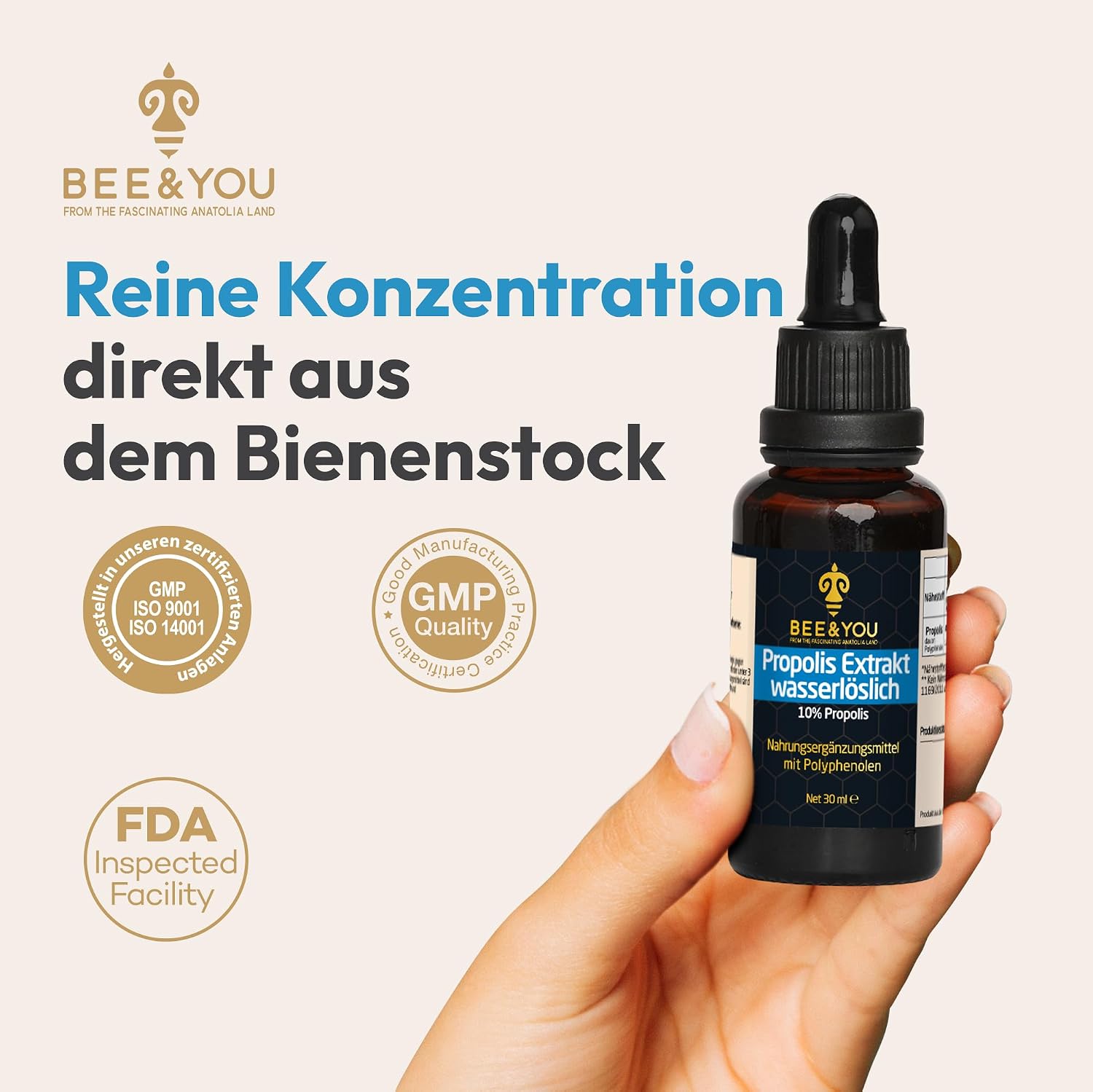 Thumbnail 6 de BEE&YOU Propolis Tinktur Tropfen 10% (30 ml), alkoholfrei & wasserlöslich