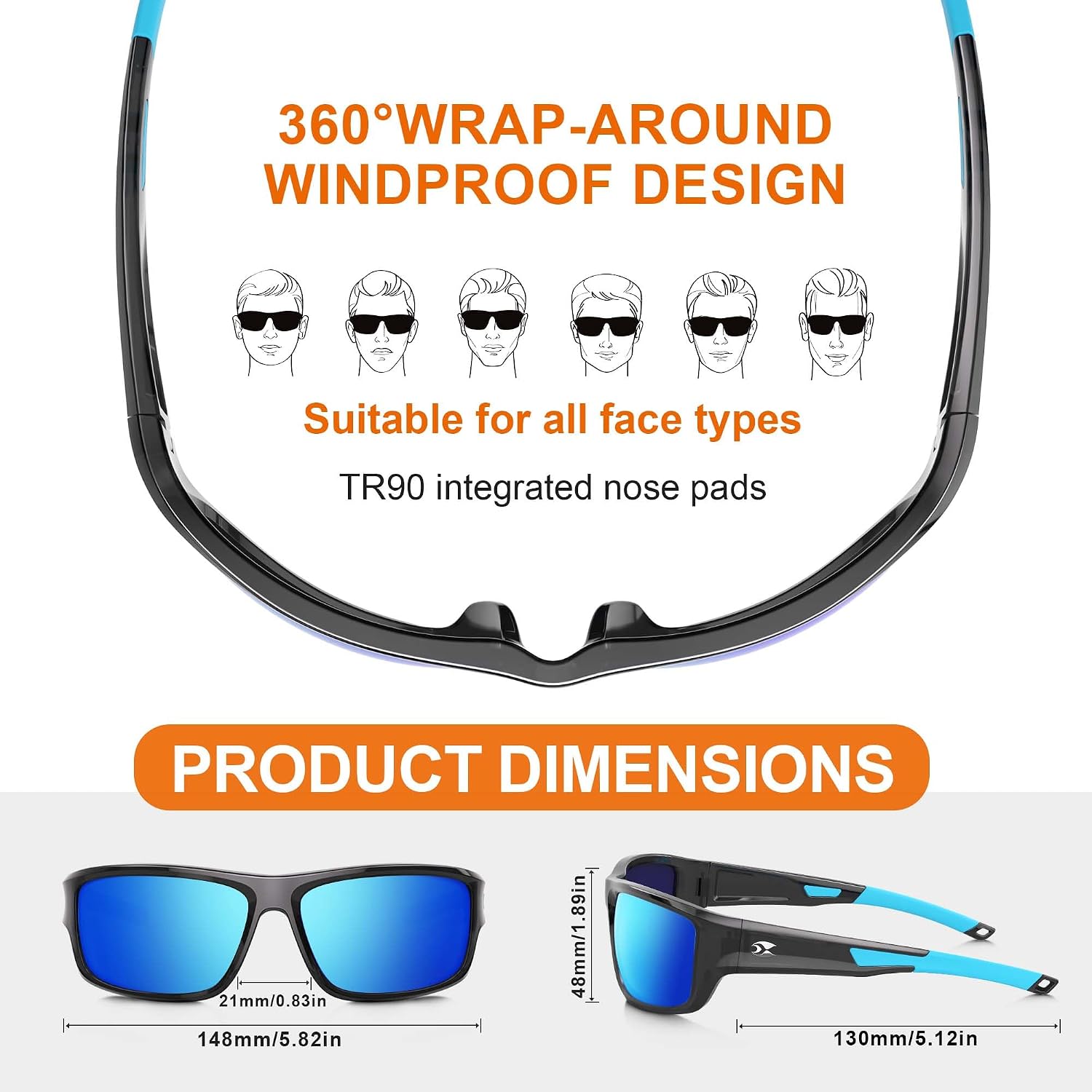 Detalle de Suoso Polarized Sports Sunglasses, TR90 Frame