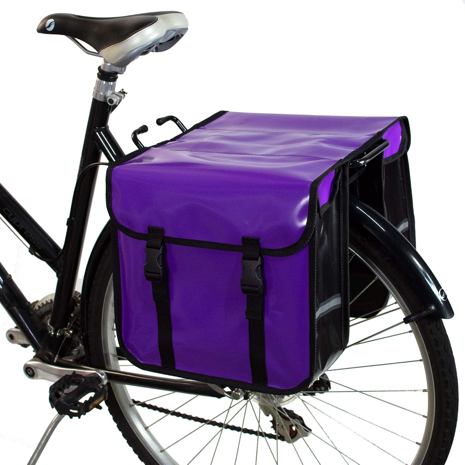 Thumbnail 3 de BikyBag Classic CW Waterproof Bicycle Double Pannier Bag (Code Red) – 26L, Strap-Mount, Rear Rack Gear for Commuting and Touring